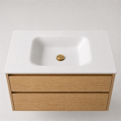 Corian badrumsskiva 102 cm inkl. Lux-handfat, Glacier White