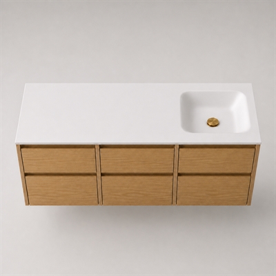 Corian badrumsskiva 152 cm inkl. Type 7-handfat, höger, Glacier White