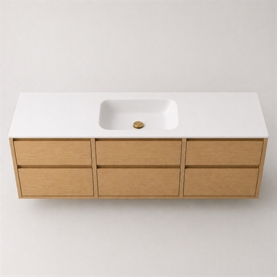 Corian badrumsskiva 182 cm inkl. Lux-handfat, Glacier White