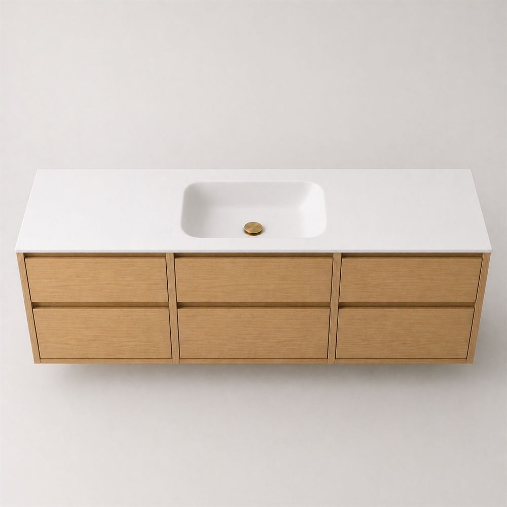 Corian badrumsskiva 182 cm inkl. Lux-handfat, Glacier White