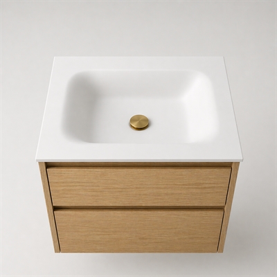 Corian badrumsskiva 62 cm inkl. Lux-handfat, Glacier White