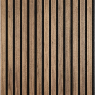 Brandskyddande akustikpanel - Amerikansk valnötsfaner 60 x 240 cm